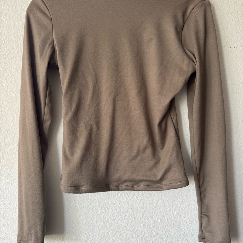 Brown Fitted Long Sleeve Shirt